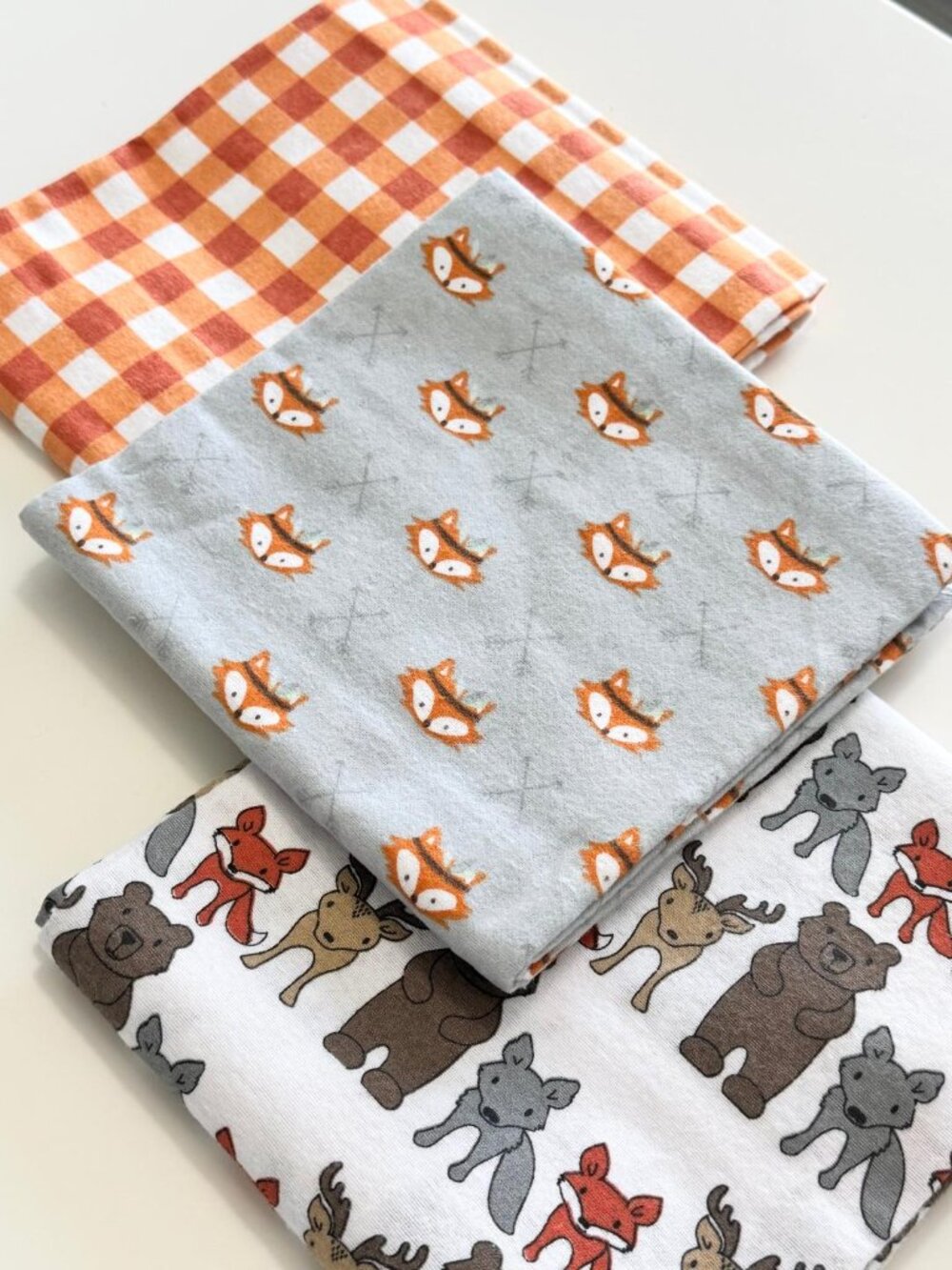 New Gender-Neutral Woodland Animals Baby Receiving Blankets - LOT of 3 (30x30)